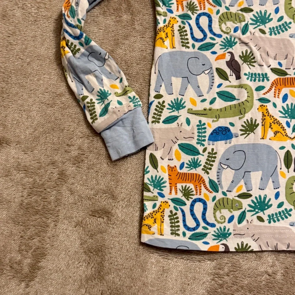 Little Sleepies Safari Bamboo Viscose Pajama Set 3T Blue Jungle Animal Print